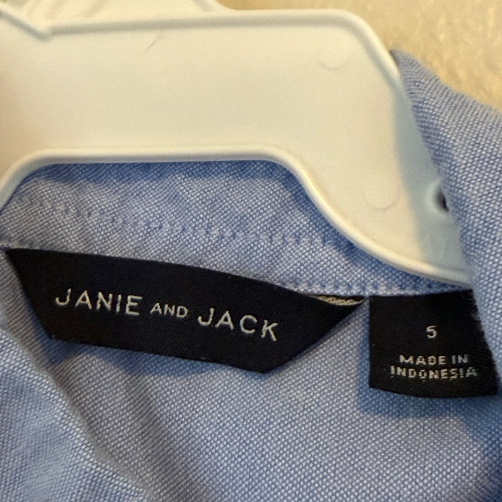 Janie & Jack American Flag Button Down Shirt Short Sleeve Embroidered Blue 5 - Picture 2 of 6